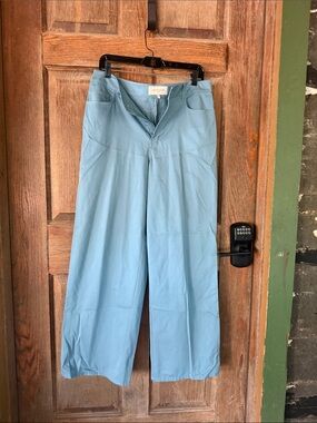 Lafayette 148 New York Light Blue Wide-Leg Chinos